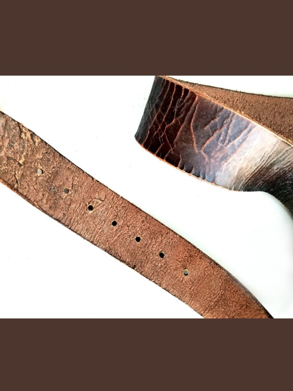 Vintage Bill Adler Brown Belt Sz 36 Distressed Pattern, S-Shaped Brass Buckle - Picture 7 of 16